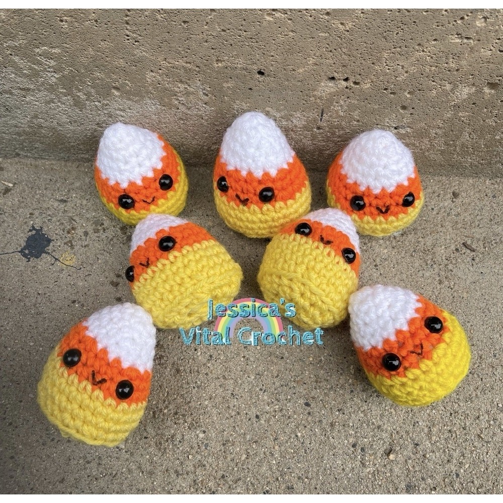 Crochet Mini Candy Corn Keychain
